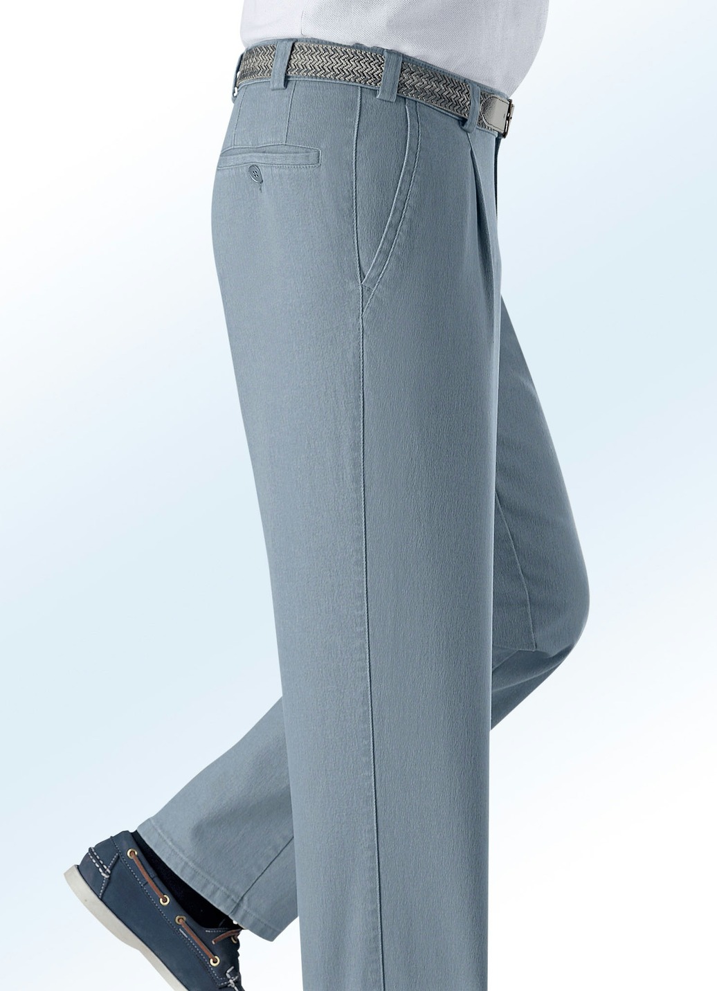 Unterbauch-Jeans mit Gürtel in 3 Farben, Mittelgrau, Größe 54 von BADER