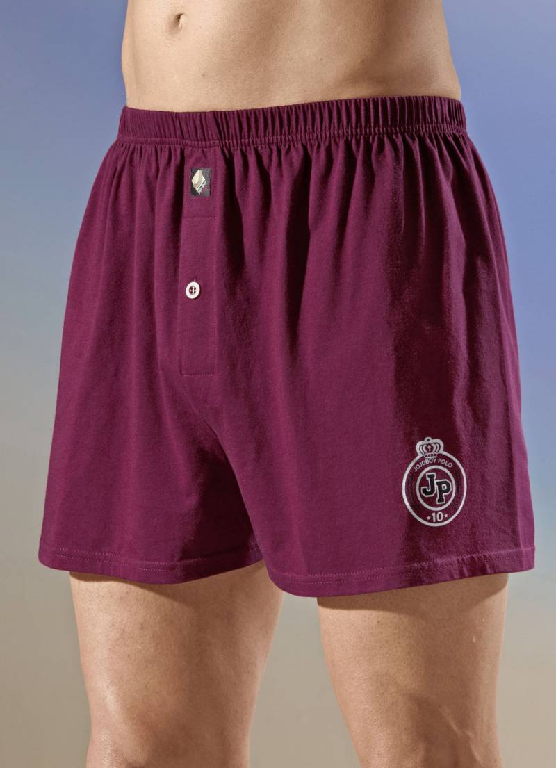 Viererpack Boxershorts, uni mit Druckmotiv, 2X Bordeaux, 2X Rauchblau, Größe 5 von BADER