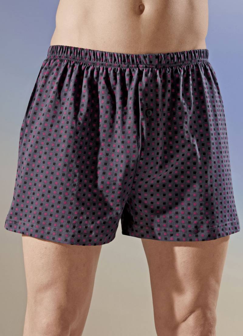 Viererpack Boxershorts mit Alloverdessin, 2X Grau-Bunt, 2X Marine-Bunt, Größe 5 von BADER