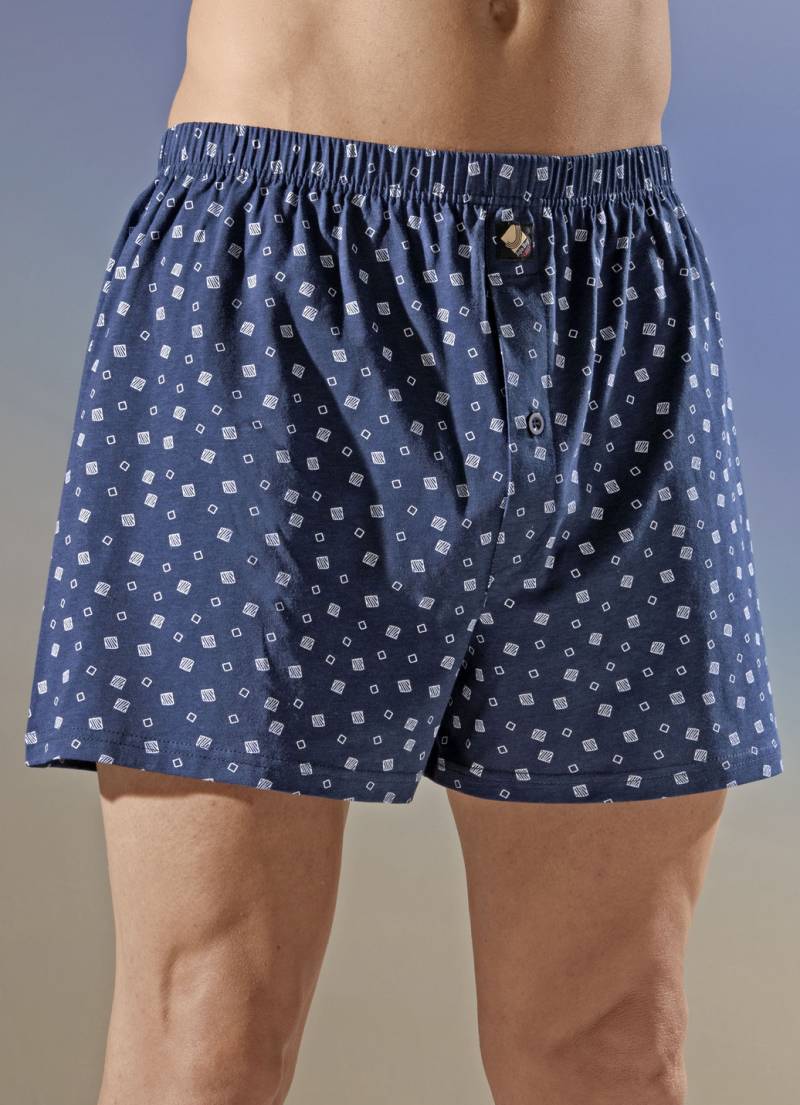 Viererpack Boxershorts mit Alloverdessin, 2X Marine-Weiss, 2X Türkis-Weiss, Größe 12 von BADER