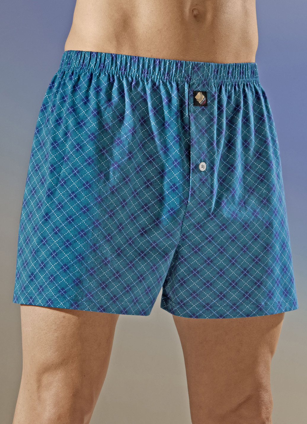 Viererpack Boxershorts mit Karodessin, 2X Petrol-Marine, 2X Marine-Petrol, Größe 10 von BADER