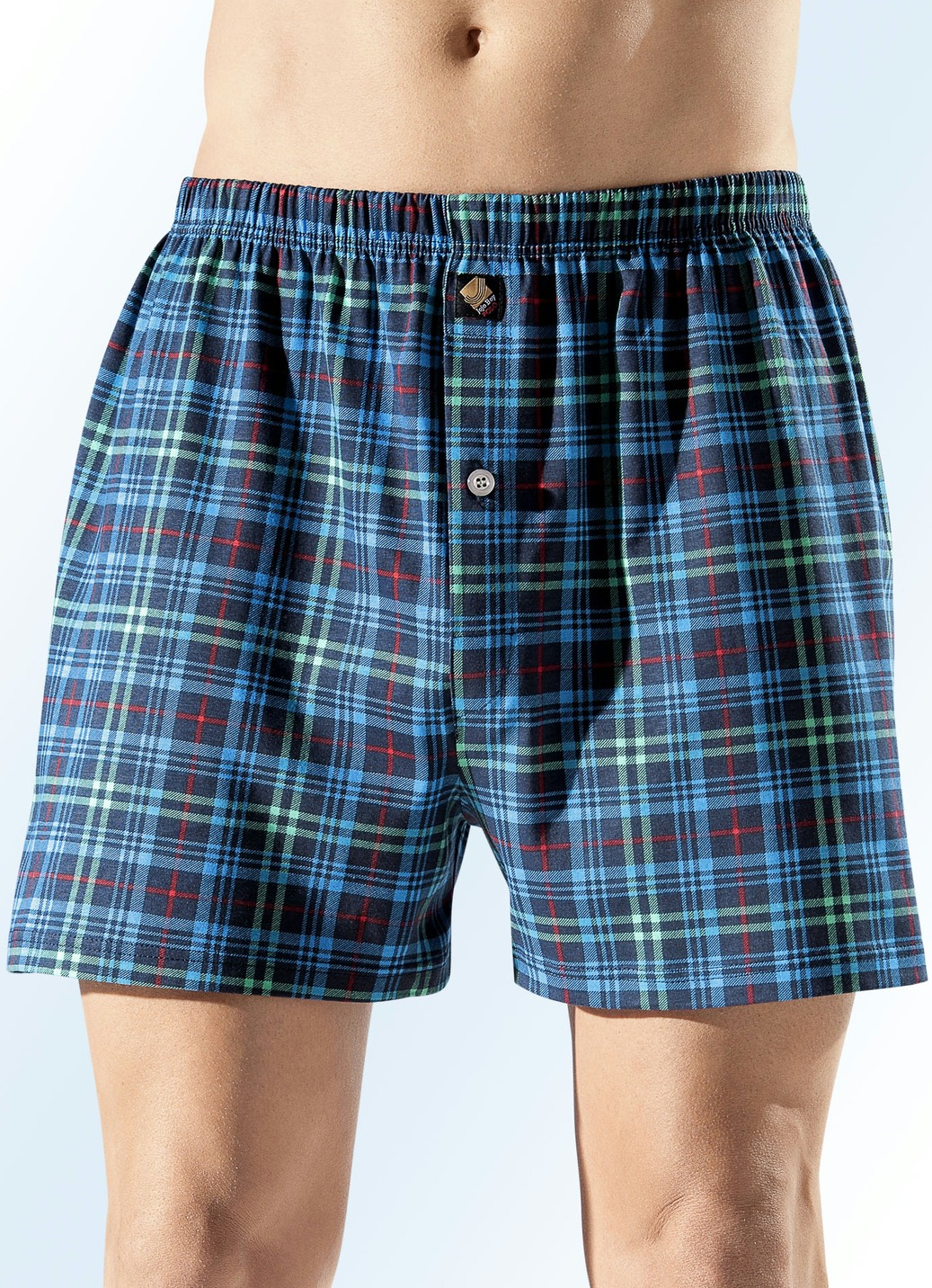 Viererpack Boxershorts mit Karodessin, 2X Marine-Grün-Bunt, 2X Marine-Gelb-Bunt, Größe 6 von BADER