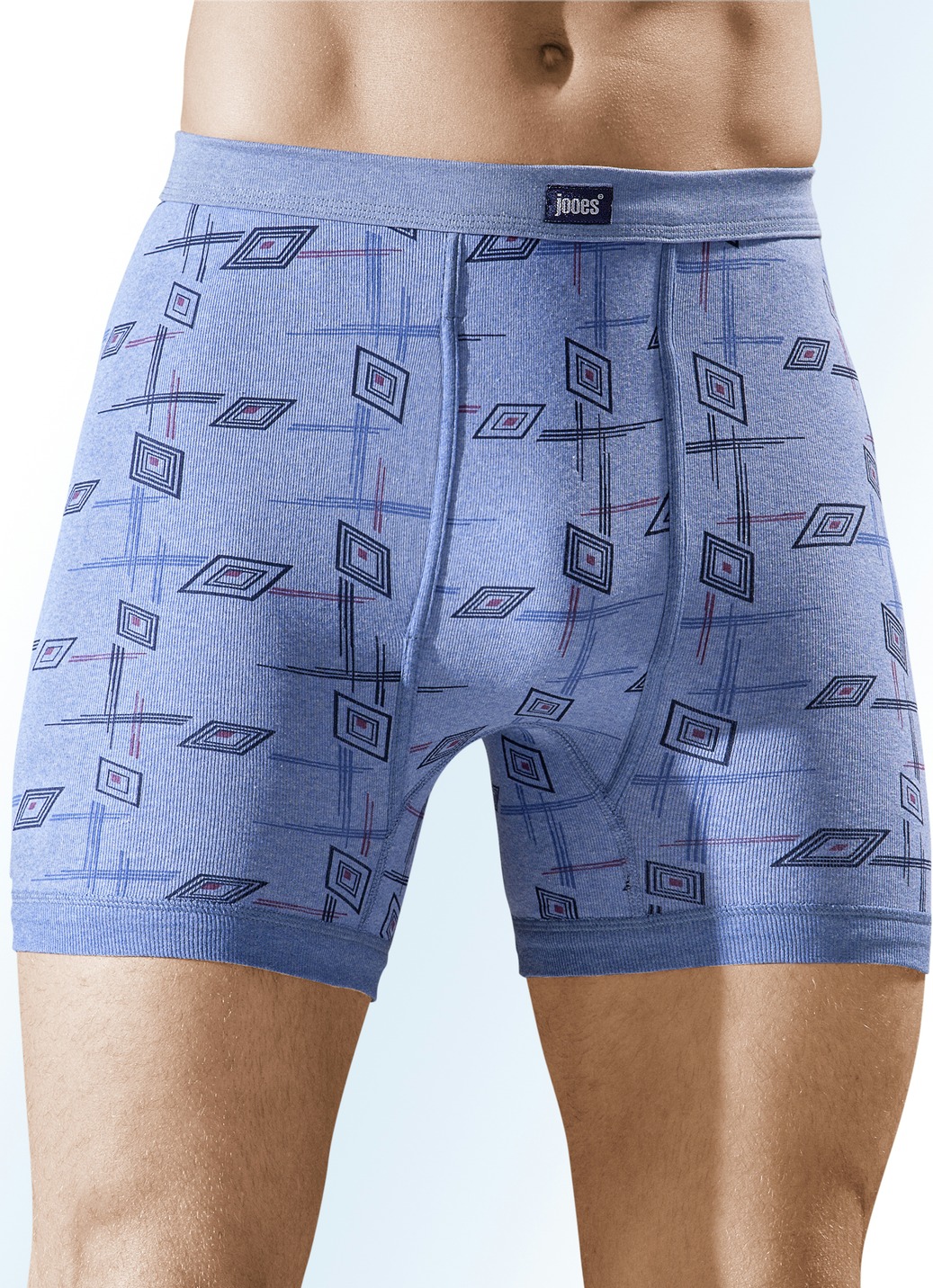Viererpack Unterhosen aus Feinripp mit Eingriff, 2X Jeansblau Meliert-Bunt, 2X Hellgrau Meliert-Bunt, Größe 9 Viererpack Unterhosen aus Feinripp mit Eingriff, 2X Jeansblau Meliert-Bunt, 2X Hellgrau Meliert-Bunt, Größe 9 von BADER