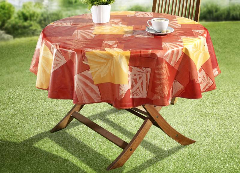 Wachstuch-Serie mit farblich abgestimmtem Schrägband, Größe 110 (Tischdecke, 110/140 cm), Terra von BADER