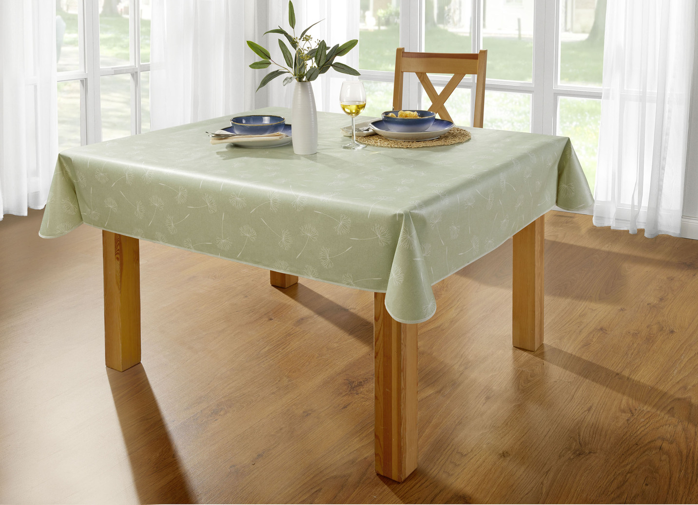 Wachstuch-Tischdecke, Größe 190 (Tischdecke oval, 140/190 cm), Grün von BADER