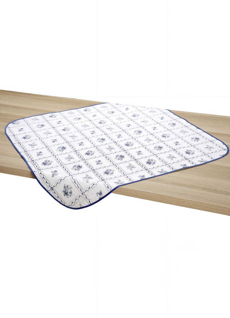 Wachstuch-Tischdecke in pflegeleichter Qualität, Größe 180 (Mitteldecke, 80x 80 cm), Blau-Weiss von BADER