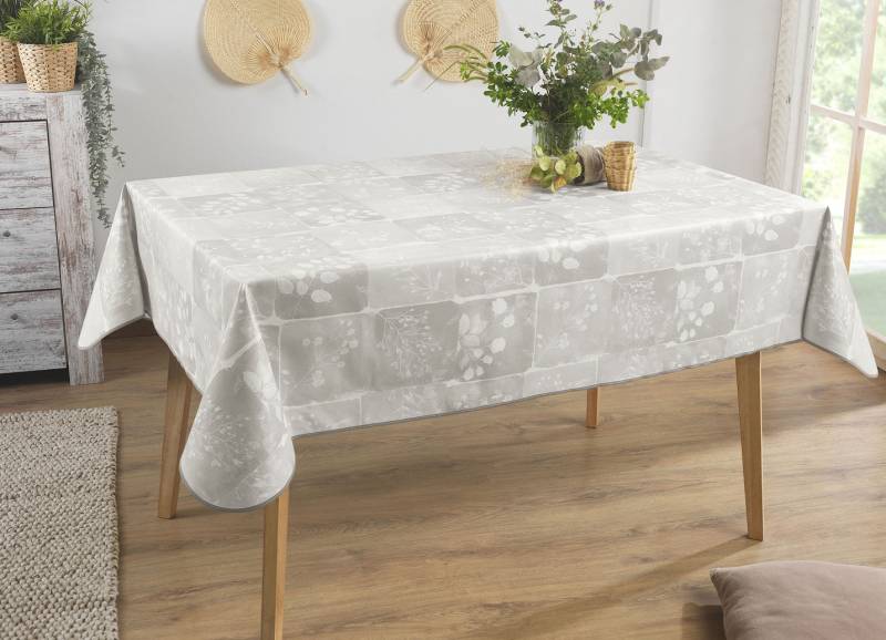 Wachstuch-Tischdecke in toller Patchwork-Optik, Größe 110 (Tischdecke, 110/140 cm), Grau von BADER