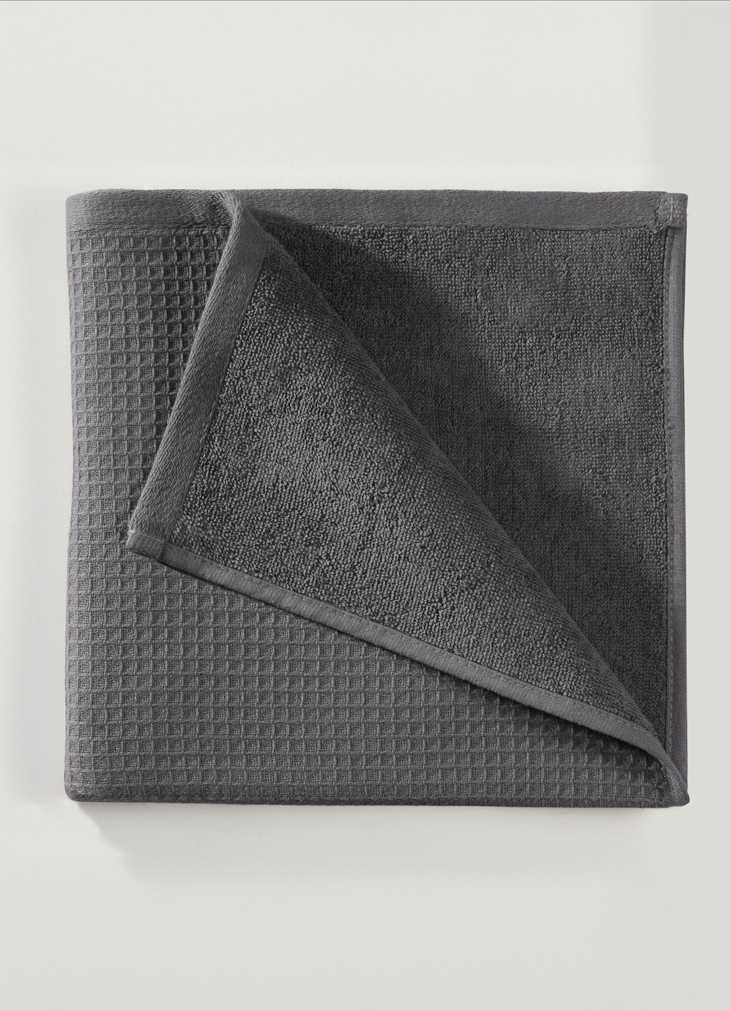 Waffelpiqué-Frottier-Serie aus Baumwolle, Größe 200 (2 Handtücher, 50/100 cm), Anthrazit von BADER