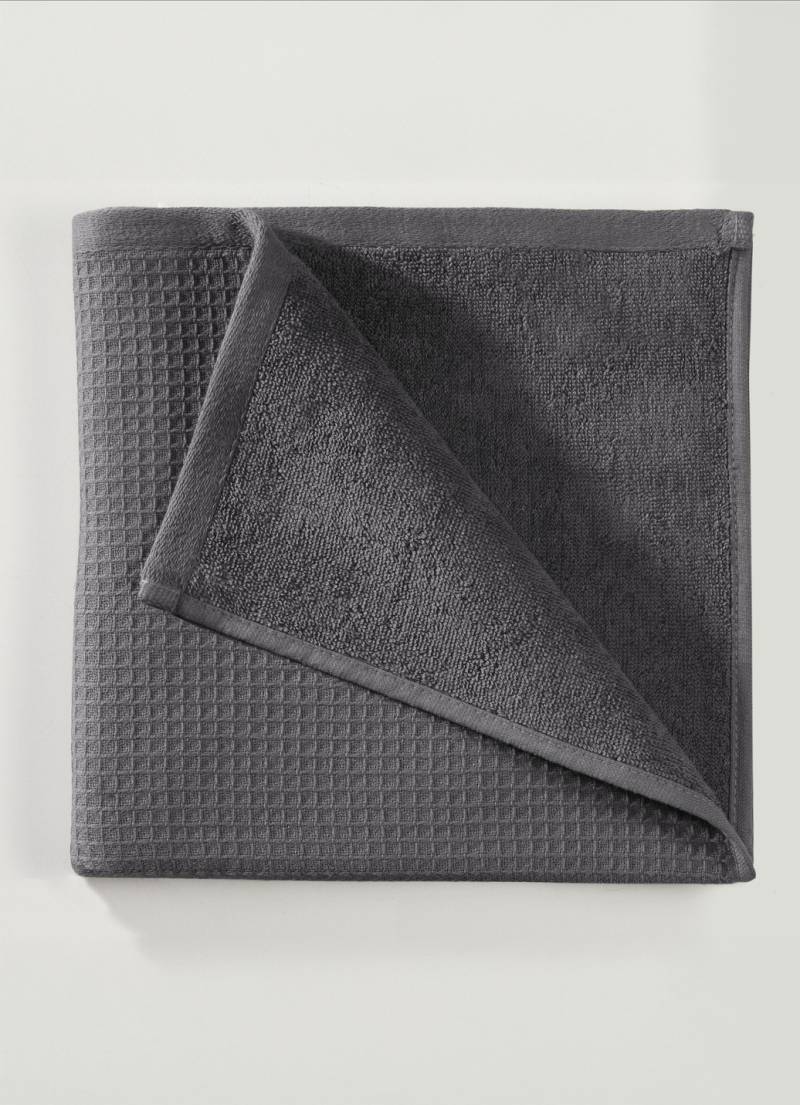 Waffelpiqué-Frottier-Serie aus Baumwolle, Größe 200 (2 Handtücher, 50/100 cm), Anthrazit von BADER