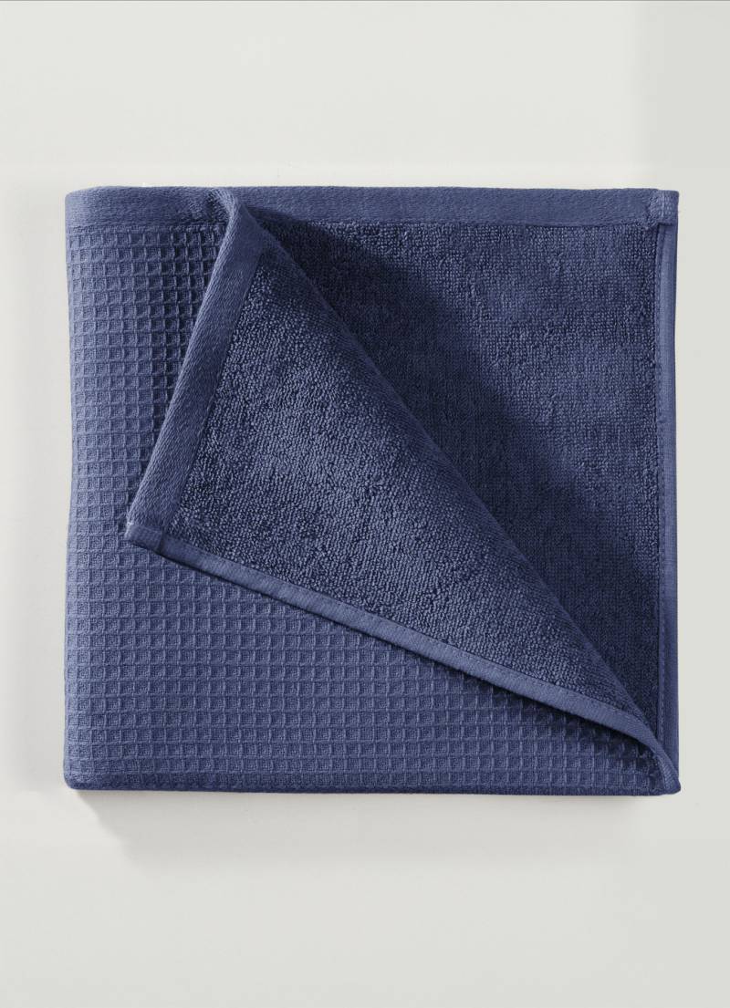 Waffelpiqué-Frottier-Serie aus Baumwolle, Größe 200 (2 Handtücher, 50/100 cm), Blau von BADER