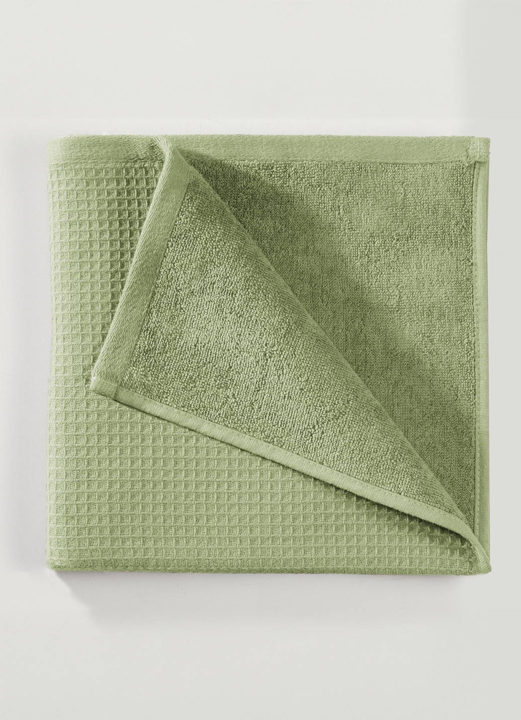 Waffelpiqué-Frottier-Serie aus Baumwolle, Größe 200 (2 Handtücher, 50/100 cm), Grün von BADER
