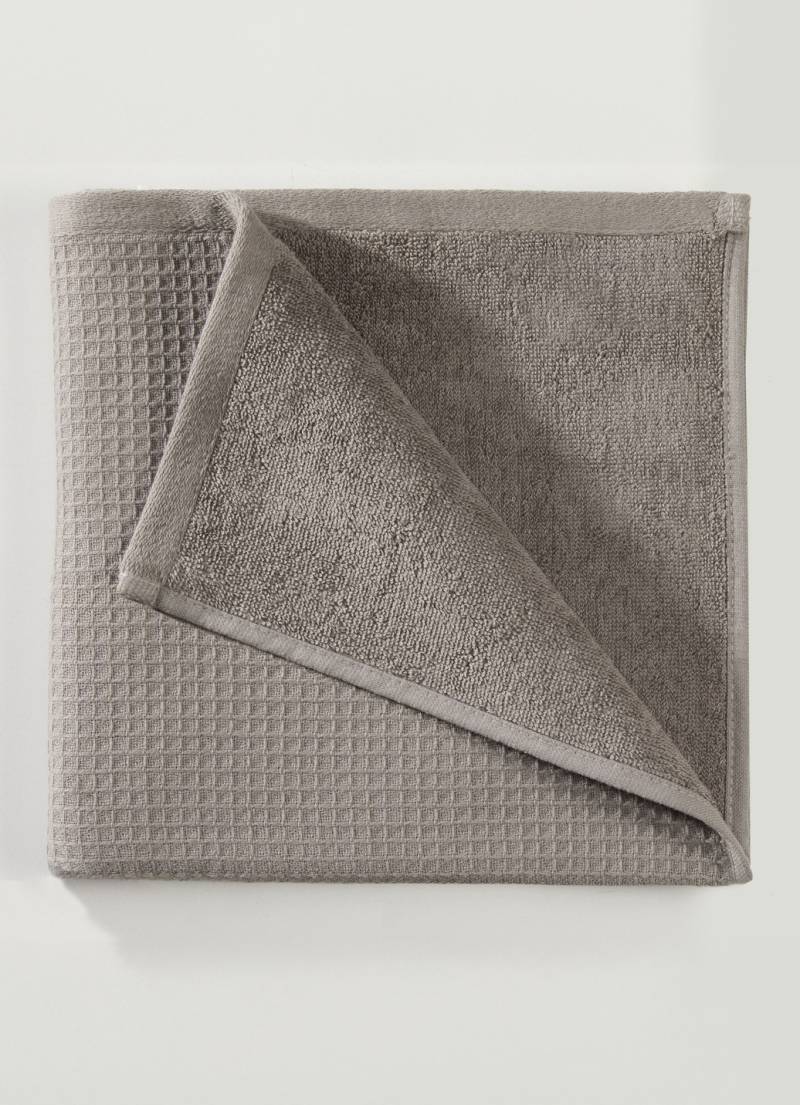 Waffelpiqué-Frottier-Serie aus Baumwolle, Größe 200 (2 Handtücher, 50/100 cm), Taupe von BADER
