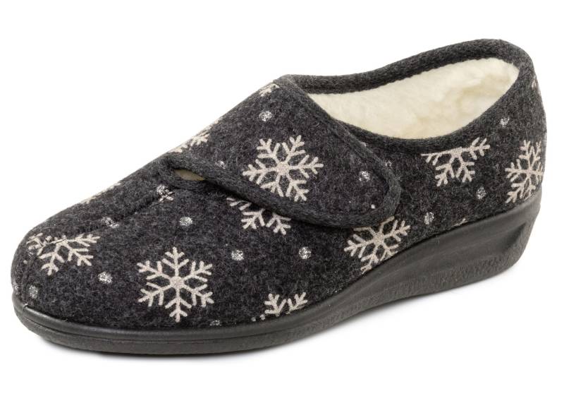 Warme Damen-Hausschuhe, Weite H, mit Klettverschluss, Schwarz, Größe 41 Warme Damen-Hausschuhe, Weite H, mit Klettverschluss, Schwarz, Größe 41 von BADER