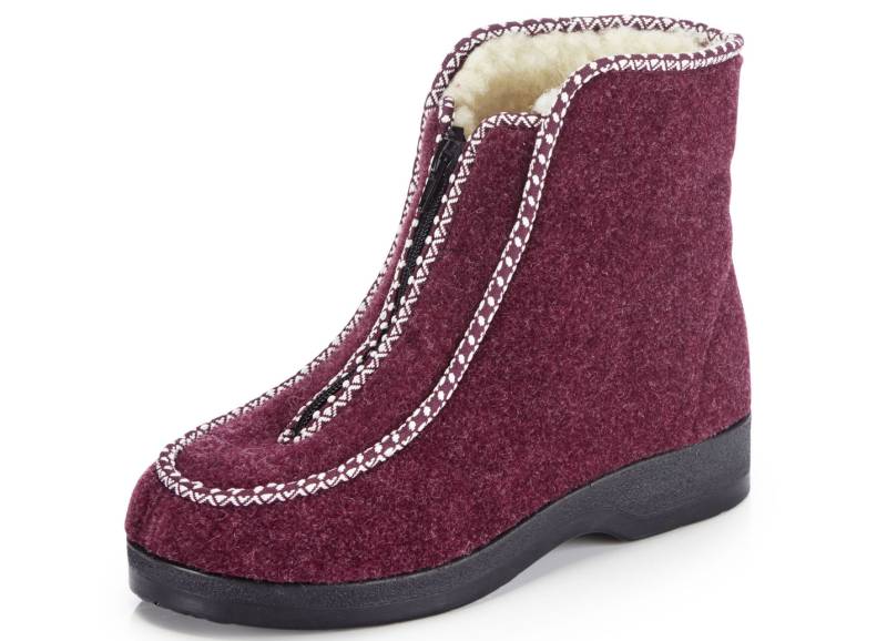 Warme Damen-Hausschuhe, Weite H, mit Reißverschluss, Bordeaux, Größe 42 Warme Damen-Hausschuhe, Weite H, mit Reißverschluss, Bordeaux, Größe 42 von BADER