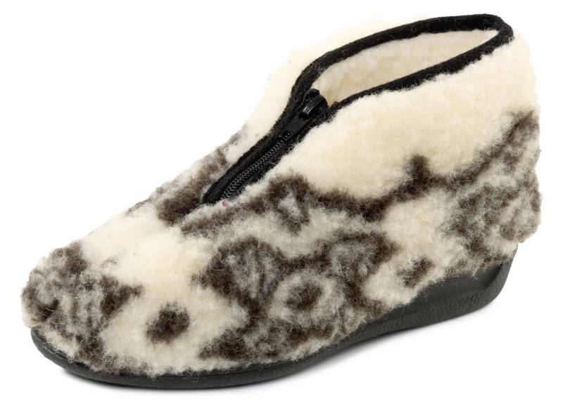 Warme Damen-Hausschuhe, mit Reißverschluss, Ecru-Braun, Größe 38 Warme Damen-Hausschuhe, mit Reißverschluss, Ecru-Braun, Größe 38 von BADER