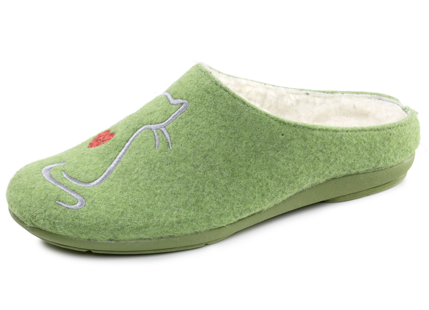 Warme Damen-Hausschuhe, mit Wolle, Grün, Größe 38 von BADER