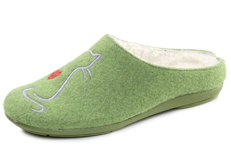 Warme Damen-Hausschuhe, mit Wolle, Grün, Größe 38 Warme Damen-Hausschuhe, mit Wolle, Grün, Größe 38 von BADER
