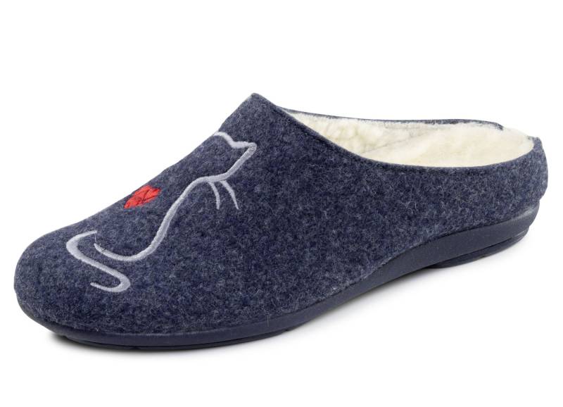 Warme Damen-Hausschuhe, mit Wolle, Marine, Größe 36 Warme Damen-Hausschuhe, mit Wolle, Marine, Größe 36 von BADER