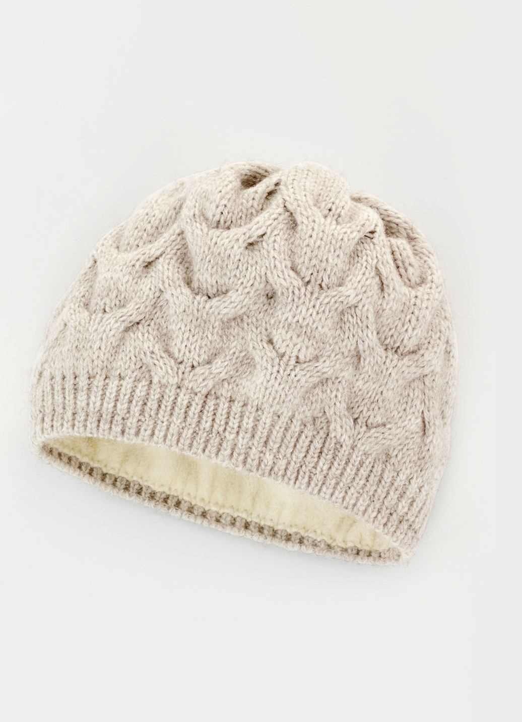 Warme Damen-Mütze, mit angesagtem Zopfmuster, Sand von BADER