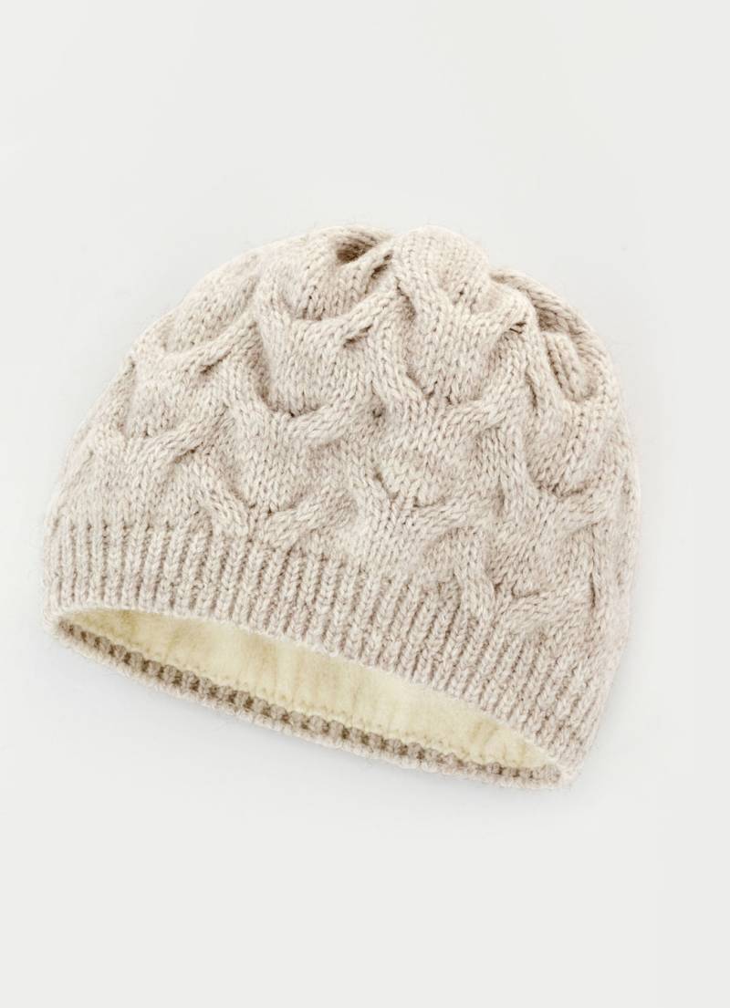 Warme Damen-Mütze, mit angesagtem Zopfmuster, Sand von BADER