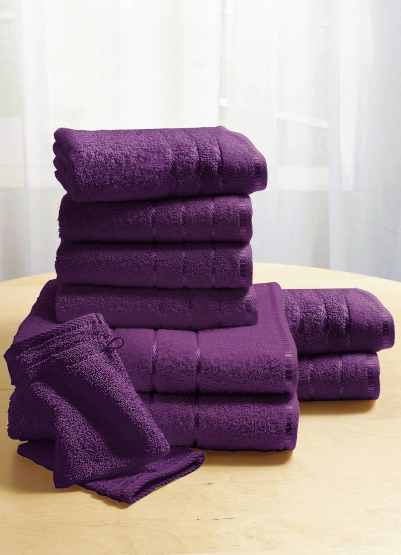 Weiche Walkfrottier-Handtücher aus dichtem Schlingenflor, Größe 202 (2 Waschhandschuhe, 15x20 cm), Beere von Webana