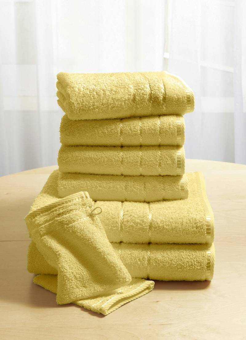 Weiche Walkfrottier-Handtücher aus dichtem Schlingenflor, Größe 202 (2 Waschhandschuhe, 15x20 cm), Beige von Webana