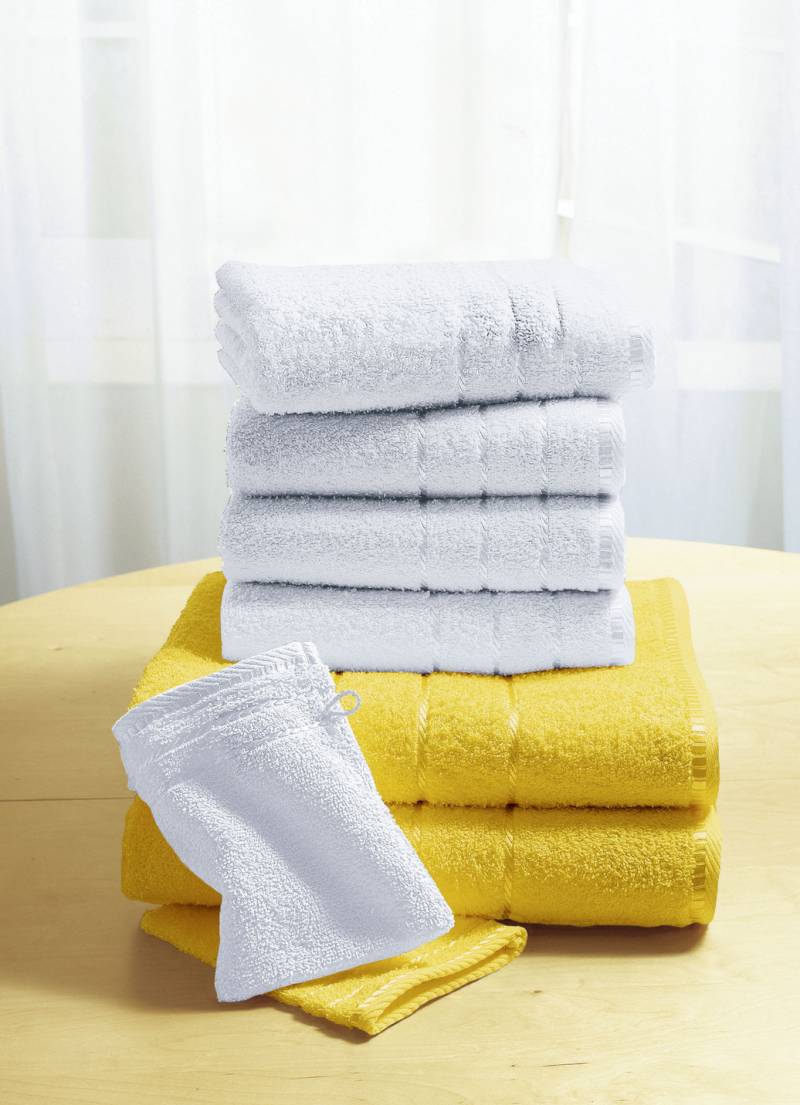 Weiche Walkfrottier-Handtücher aus dichtem Schlingenflor, Größe 206 (1 Duschmatte, 50x80 cm), Gelb von Webana