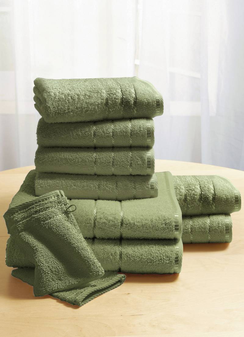 Weiche Walkfrottier-Handtücher aus dichtem Schlingenflor, Größe 206 (1 Duschmatte, 50x80 cm), Oliv von Webana