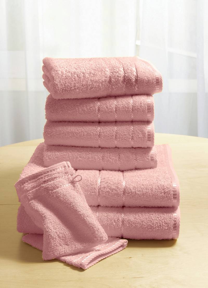 Weiche Walkfrottier-Handtücher aus dichtem Schlingenflor, Größe 206 (1 Duschmatte, 50x80 cm), Rosa von Webana