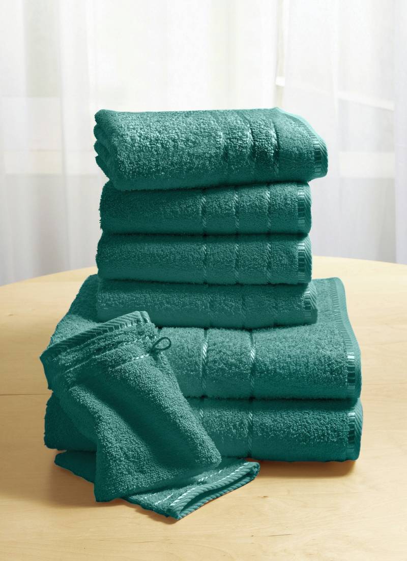 Weiche Walkfrottier-Handtücher aus dichtem Schlingenflor, Größe 210 (10-teiliges Sparset), Dunkelgrün von Webana
