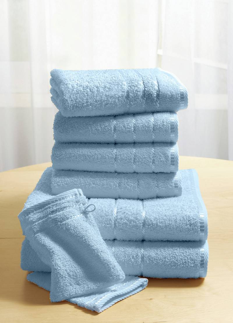 Weiche Walkfrottier-Handtücher aus dichtem Schlingenflor, Größe 210 (10-teiliges Sparset), Hellblau von Webana