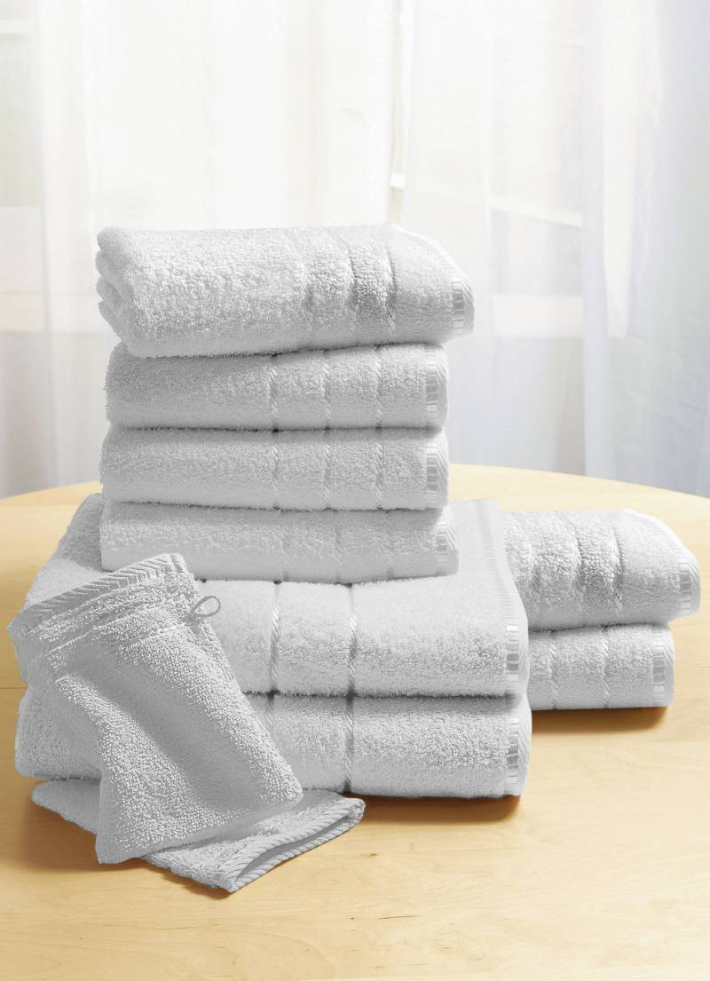 Weiche Walkfrottier-Handtücher aus dichtem Schlingenflor, Größe 210 (10-teiliges Sparset), Silber von Webana