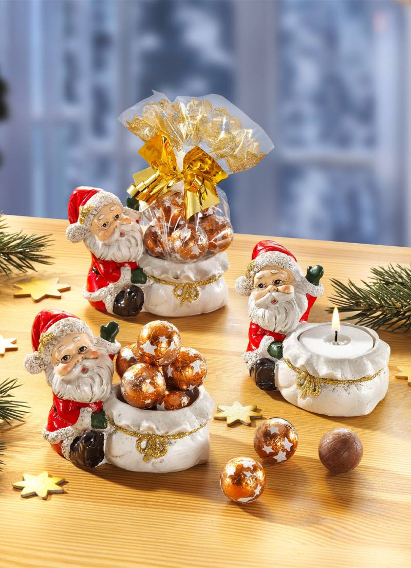 Weihnachtsmann-Teelichthalter, 3er-Set, Bunt von BADER