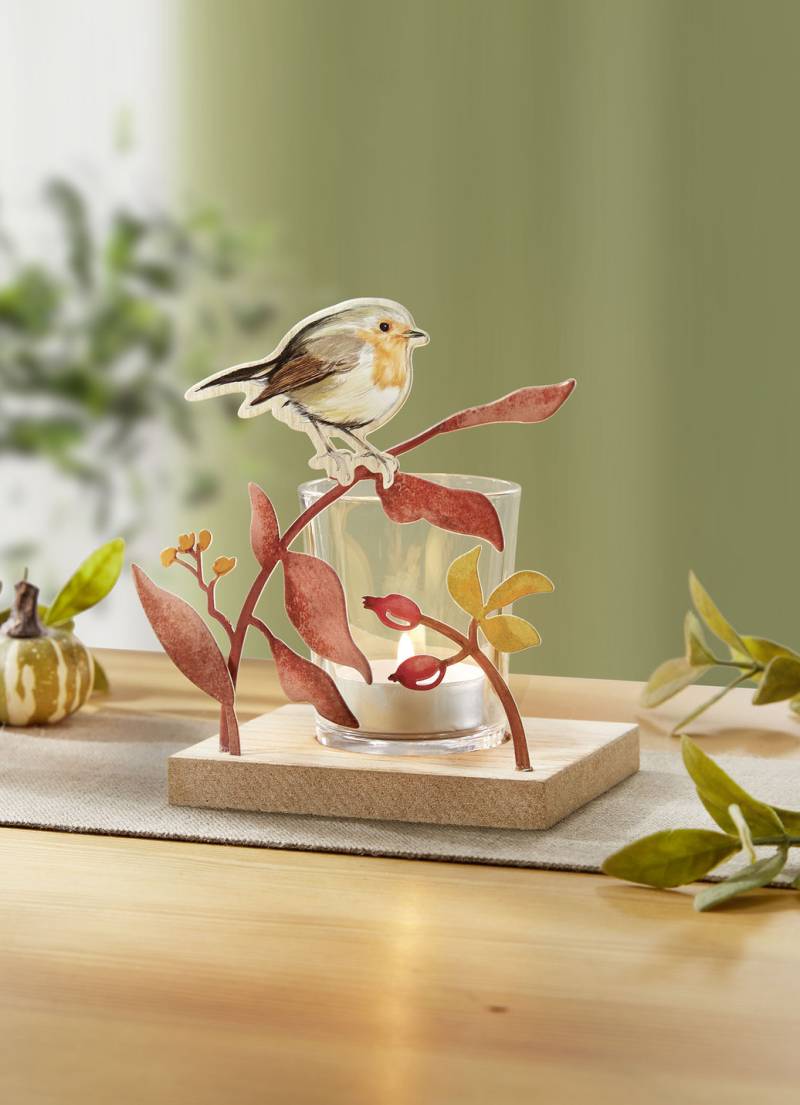 Windlicht, Natur-Braun-Orange von BADER