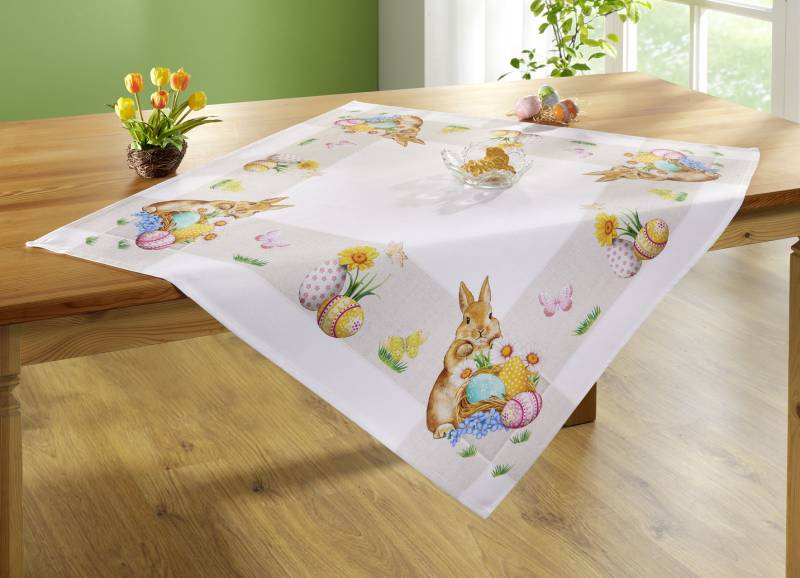 Zauberhafte Tischdecke mit niedlichen Ostermotiven, Größe 190 (Tischdecke, 110x110 cm), Bunt von BADER