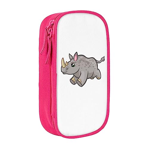 Animal Nashorn bedruckte Kosmetiktasche Tragbare Make-up-Tasche Reise Schmuck Fall Handtasche Geldbörse Beutel Schwarz, rose, Einheitsgröße von BAFAFA