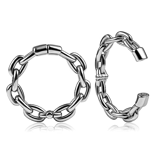 BAFAFA 2 Stück 4 mm neue Kette Ohr Hantel Kleiderbügel Expander Piercing Ohrringe Edelstahl Damen Herren Modeschmuck Geschenk, Achat von BAFAFA