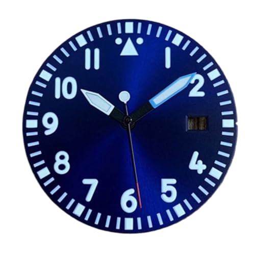 BAFAFA 33,5mm Grün Leuchtende Uhr Hand Kompatibel for NH35 NH36 4R 7S Bewegung Bewegung Männer Uhr Zubehör (Color : 01 Blue Watch Dial) von BAFAFA