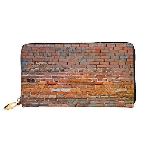 BAFAFA Brick Wall Printed Leather Wallet Women Wallet Zipper Wallet Wristlet Wallet Card Holder Ladies Phone Clutch, Schwarz , Einheitsgröße, Klassisch von BAFAFA