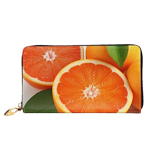 BAFAFA Citrus Fruit Printed Leather Wallet Women'S Wallet Zipper Wallet Wristlet Wallet Card Holder Ladies Phone Clutch, Black, One Size, Classic, Schwarz , Einheitsgröße, Klassisch von BAFAFA