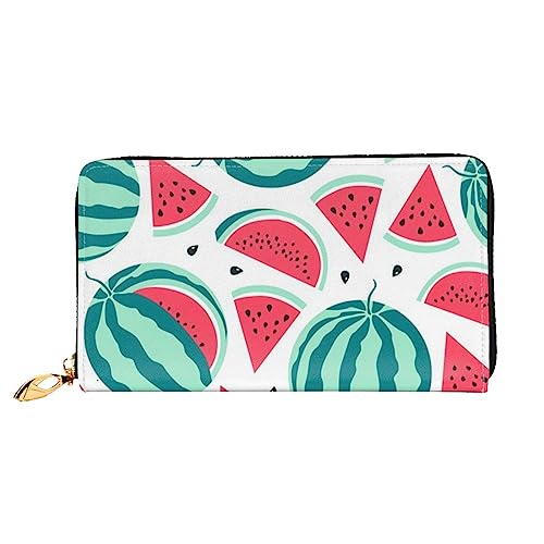 BAFAFA Fruits Watermelon Printed Leather Wallet Women'S Wallet Zipper Wallet Wristlet Wallet Card Holder Ladies Phone Clutch, Black, One Size, Classic, Schwarz , Einheitsgröße, Klassisch von BAFAFA