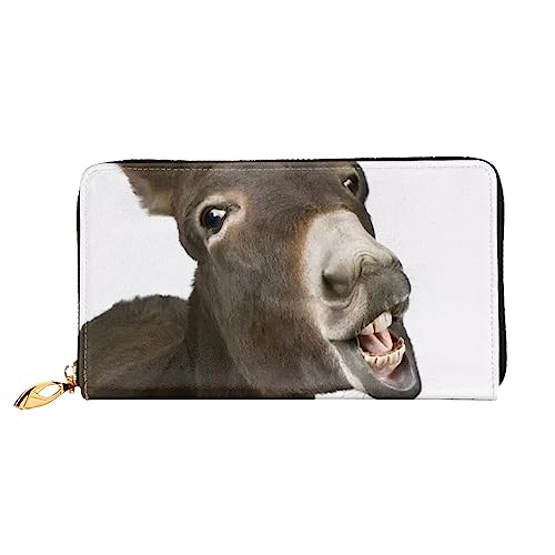 BAFAFA Funny Donkey Printed Leather Wallet Women'S Wallet Zipper Wallet Wristlet Wallet Card Holder Ladies Phone Clutch, Black, One Size, Classic, Schwarz , Einheitsgröße, Klassisch von BAFAFA