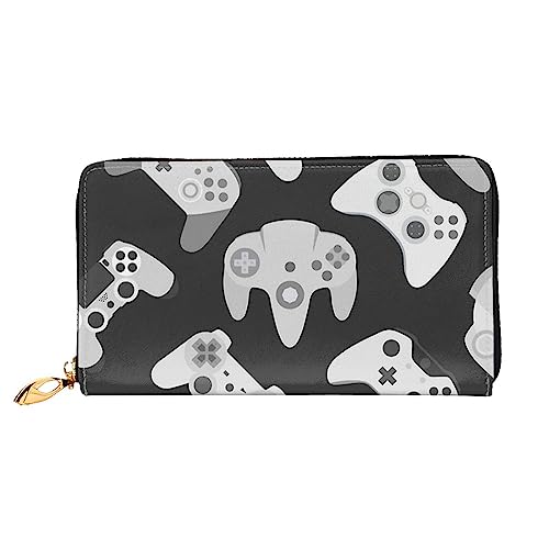 BAFAFA Game Controller Bedruckte Ledergeldbörse Damen Geldbörse Reißverschluss Geldbörse Handgelenktasche Kartenhalter Damen Handy Clutch, Schwarz, Einheitsgröße, klassisch, Schwarz , Einheitsgröße, von BAFAFA