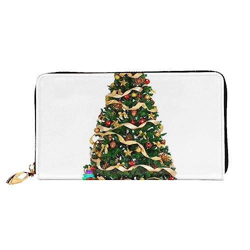 BAFAFA Garlad Pine Tree Printed Leather Wallet Women Wallet Zipper Wallet Wristlet Wallet Card Holder Ladies Phone Clutch, Schwarz , Einheitsgröße, Klassisch von BAFAFA