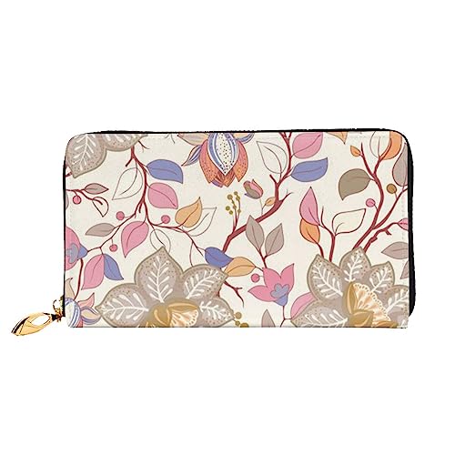 BAFAFA Geldbörse aus Leder mit Blumenmuster, bedruckt, mit Reißverschluss, Geldbörse, Kartenhalter, Damen-Handy-Clutch, schwarz, Einheitsgröße, klassisch, Schwarz , Einheitsgröße, Klassisch von BAFAFA