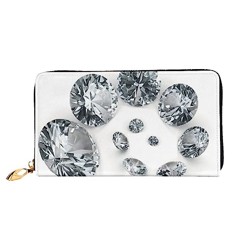 BAFAFA Gems Diamond Jewelry Jewels Luxus bedruckte Ledergeldbörse Damen Geldbörse Reißverschluss Geldbörse Handgelenktasche Kartenhalter Damen Handy Clutch, Schwarz, Einheitsgröße, klassisch, Schwarz von BAFAFA