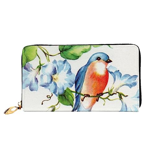 BAFAFA Glückliche Bluebirds Gedruckt Leder Brieftasche Frauen Brieftasche Reißverschluss Brieftasche Wristlet Brieftasche Kartenhalter Damen Telefon Kupplung, Schwarz , Einheitsgröße, Klassisch von BAFAFA