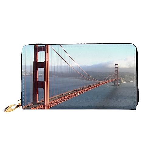 BAFAFA Golden Gate Bridge Bedruckte Ledergeldbörse Damen Geldbörse Reißverschluss Geldbörse Handgelenktasche Kartenhalter Damen Handy Clutch, Schwarz, Einheitsgröße, klassisch, Schwarz , von BAFAFA