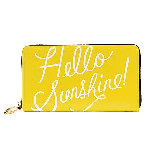 BAFAFA Goodlooking Hello Sunshine Bedruckte Ledergeldbörse Damen Geldbörse Reißverschluss Geldbörse Handgelenktasche Kartenhalter Damen Handy Clutch, Schwarz, Einheitsgröße, klassisch, Schwarz , von BAFAFA