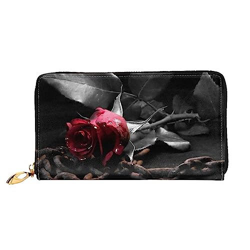 BAFAFA Gothic Black Roses Printed Leather Wallet Women Wallet Zipper Wallet Wristlet Wallet Card Holder Ladies Phone Clutch, Schwarz , Einheitsgröße, Klassisch von BAFAFA